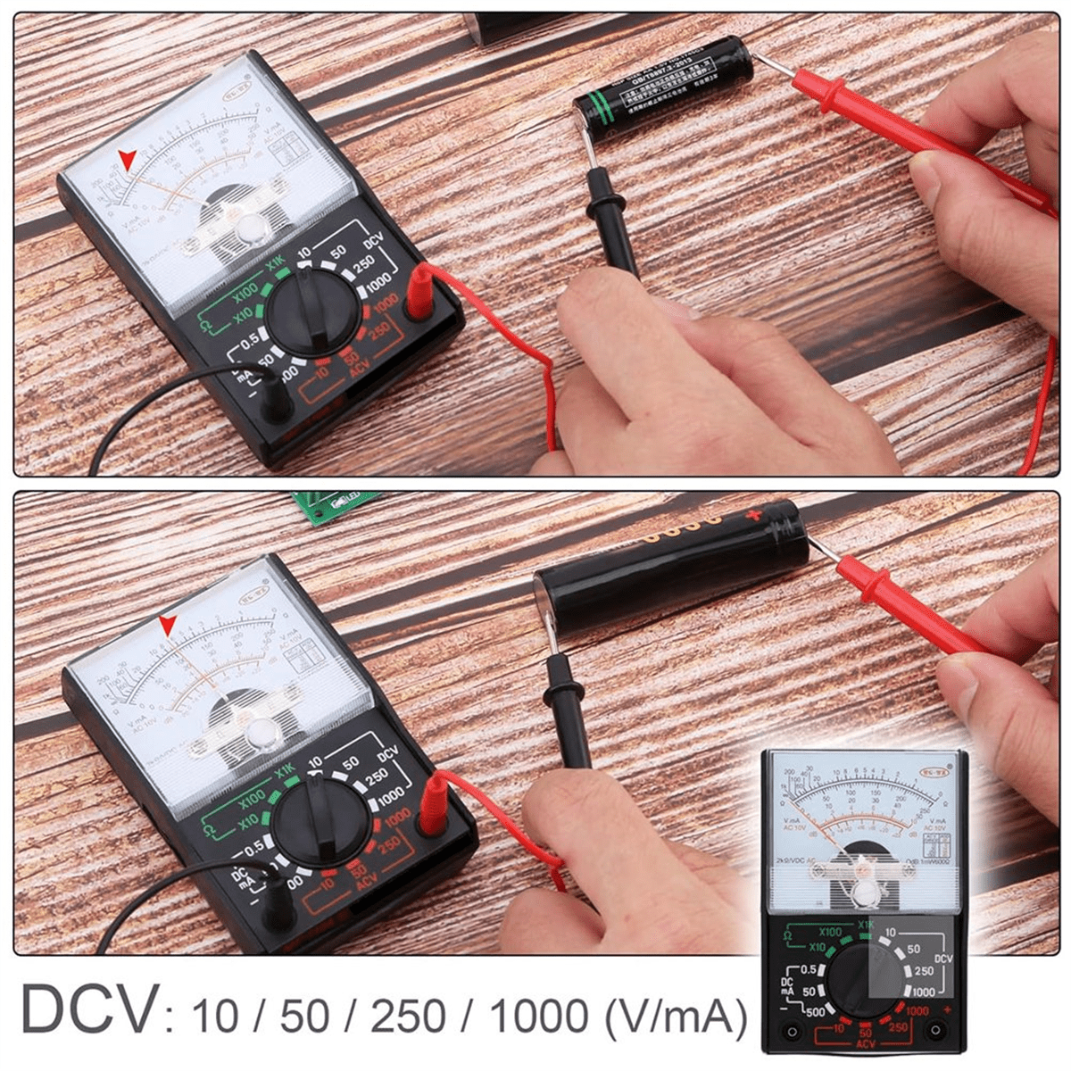 Multimeter, AC/DC Volt 1000V Voltmeter Amp Volt Ohm Voltage Tester Meter with Test Leads and Battery Included