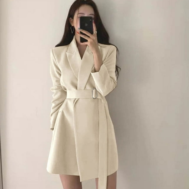 Internet Celebrity Small Suit Mid-length Chic Retro Belt Korean Style 2024 Casual Elegant Instagram Style Suit Jacket for Women R