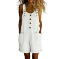 thumbnail image 2 of Women's Denim Overalls Y2K Wide Leg Loose Bib Jean Rompers Button Front Adjustable Straps Causal Jumpsuits with Pockets, 2XL, 2 of 5