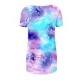 thumbnail image 4 of Pisexur Hauts d'Été Décontractés pour Femmes Imprimé Marbre Longline Col Rond Manches Courtes Tunique Fluide à Porter avec Leggings T-Shirts Amples, 4 of 5