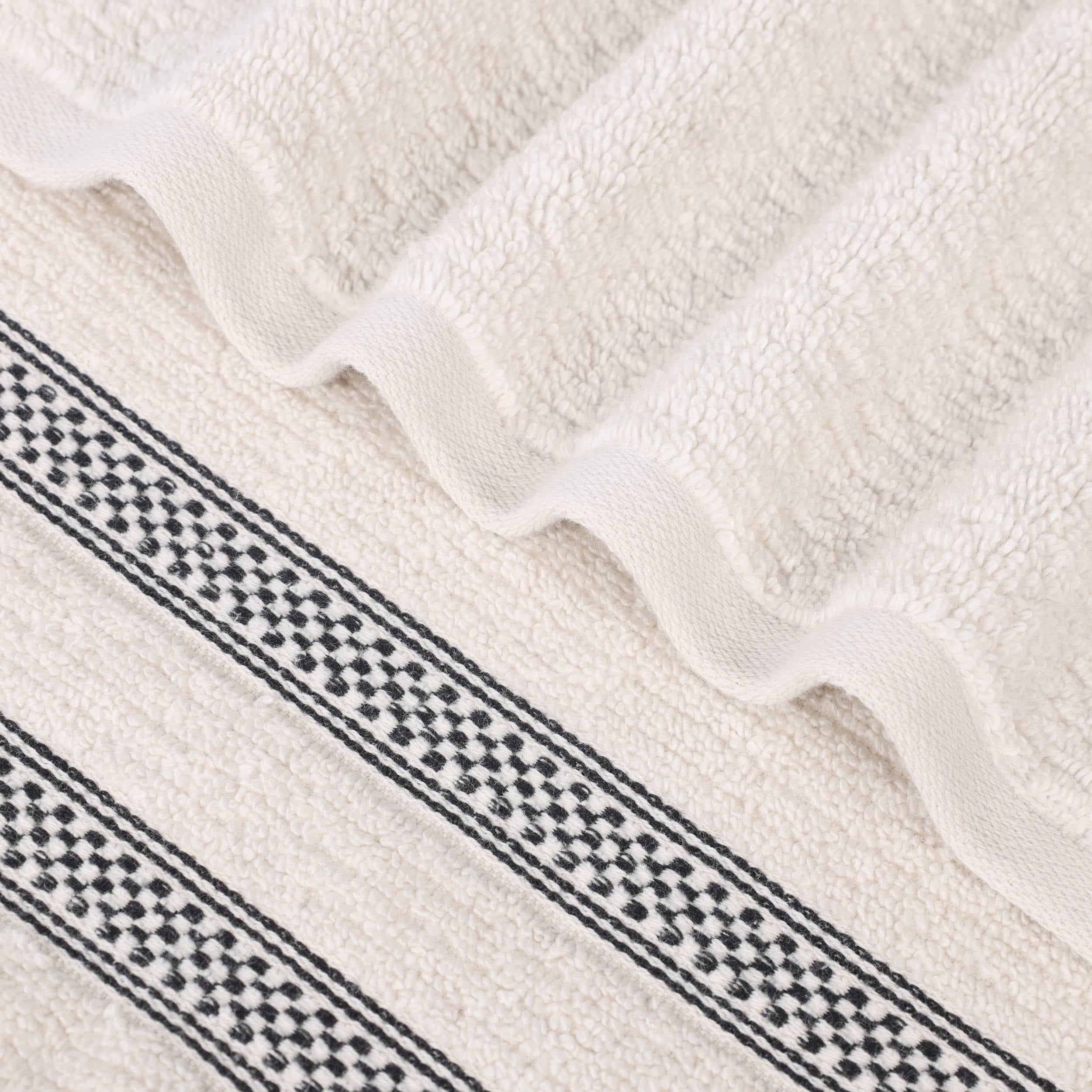 Superior Zero Twist Cotton Ribbed Geometric Bath Sheet Set of 2, Ultra Soft Quick Dry, Stone
