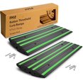 thumbnail image 1 of Pyle 8 ft. Rubber Curb Ramp Set, Pack of 2 Heavy Duty Non-Slip Threshold Ramps for Driveways, Garages, Sidewalks, Wheelchairs and Vehicle Access, Green Reflective Strips, 48.0’’x 16.0’’ x 2.6’’ Inch, 1 of 4