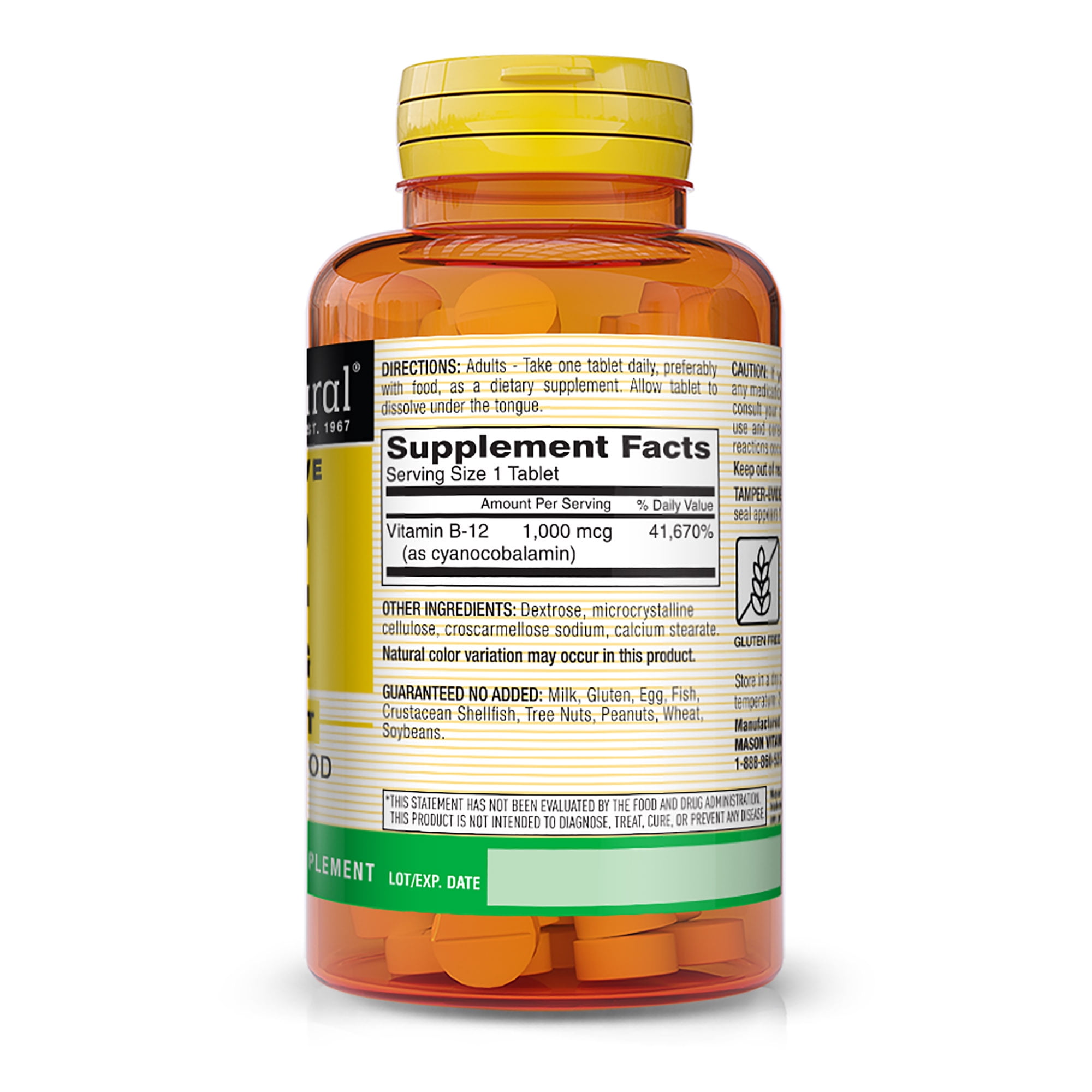 (3 pack) Mason Natural Vitamin B12, Supports Conversion of Food into Energy, 200 Tablets