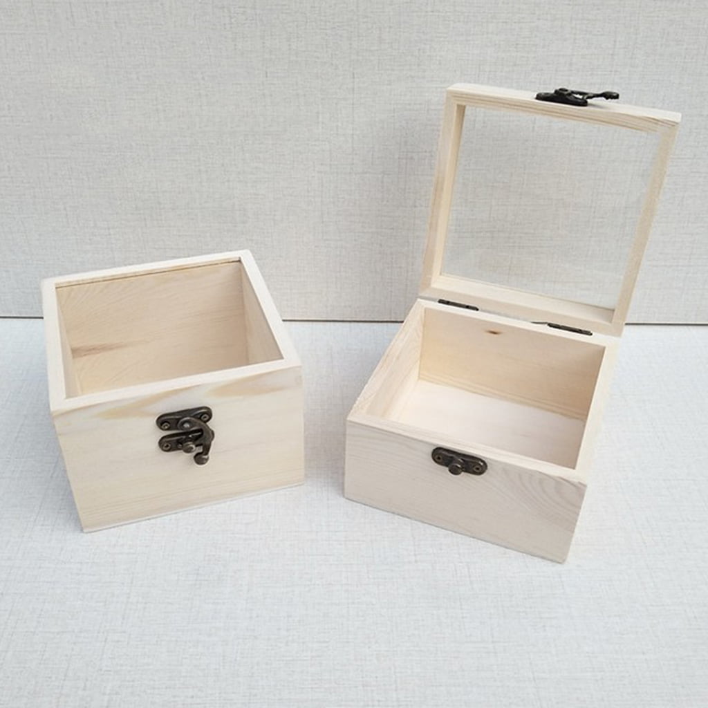 Wooden Lockable Box Glass Top Display Case Flower /Crafts /Gifts Packing Box 