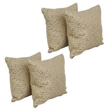 Blazing Needles 9910-S4-ID-078 17 in. Jacquard Throw Pillows with Inserts, Banyan Camel - Set of 4