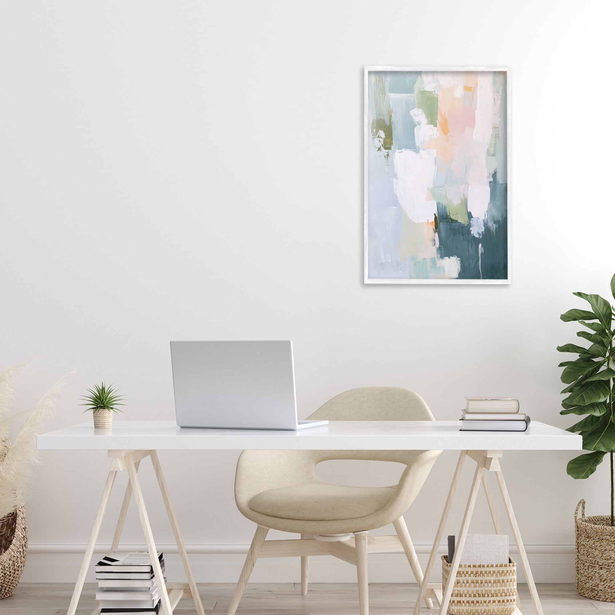 Stupell Industries Abstract Pastel Brushstroke Composition White Framed Giclee Art, design by Petal Prints Design