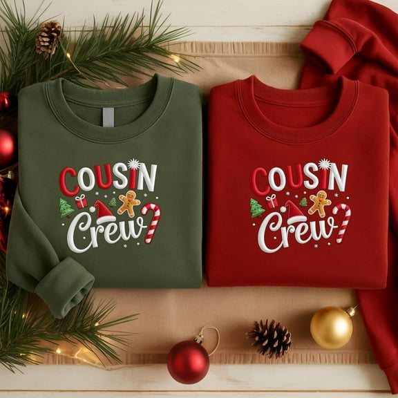 Matching Cousin Crew Embroidered Christmas Shirts: Family Holiday Outfits
