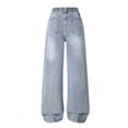 thumbnail image 3 of StSilkitty Ripped Casual Pants for Girls Solid Color Elastic Waist Loose Straight Leg Pants Lightweight Soft Trousers with Pockets, 3 of 7