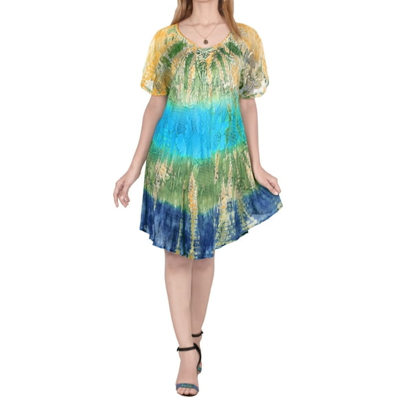 HAPPY BAY Women's Summer Relaxed Maternity House Wear Dresses M-L Shamrock Green_AC1122