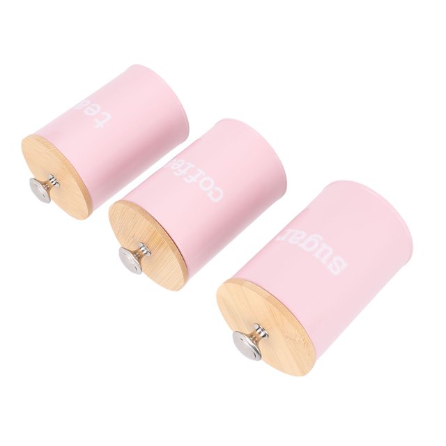 3pcs Kitchen Canisters Set, Iron Food Storage Containers with Airtight Lids, Sugar Coffee Tea Canister Jars Sets for Kitchen Dining Counter