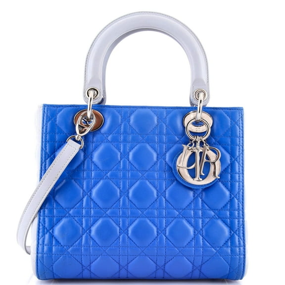 Pre-Owned Dior Bicolor Lady Bag Cannage Quilt Lambskin Medium By Rebag