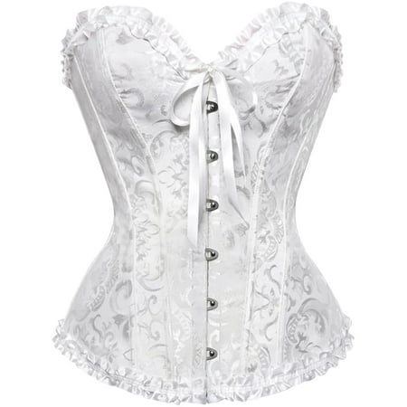 yunLCZ Womens Waist Trainer Corset Women Lace Off Shoulder Corset Bustier Boned Overbust Corset Bodyshaper Lingerie Top