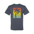 thumbnail image 2 of Tropical Palm Tree Silhouette | Mens Pop Culture Graphic T-Shirt, Vintage Heather Blue, Large, 2 of 4