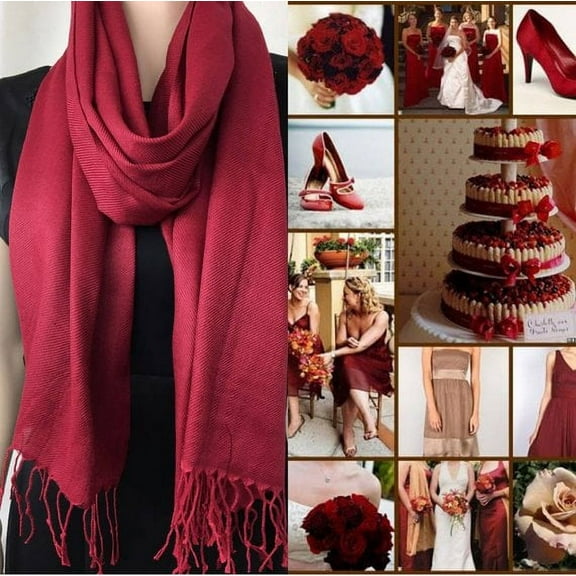 Dark Red Pashmina Scarf Shawl, Bridesmaid Shawl, Bridal Wrap, Wedding Shawl