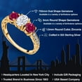 thumbnail image 2 of Gem Stone King 18K Yellow Gold Plated Silver Red Created Ruby and White Moissanite Engagement Ring for Women (3.02 Cttw, Size 5), 2 of 6