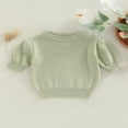 thumbnail image 3 of Chandail Décontracté à Manches Courtes pour Fillettes, Col Uni, Tricot, Hauts, Rose, 2-3 Ans, 3 of 7