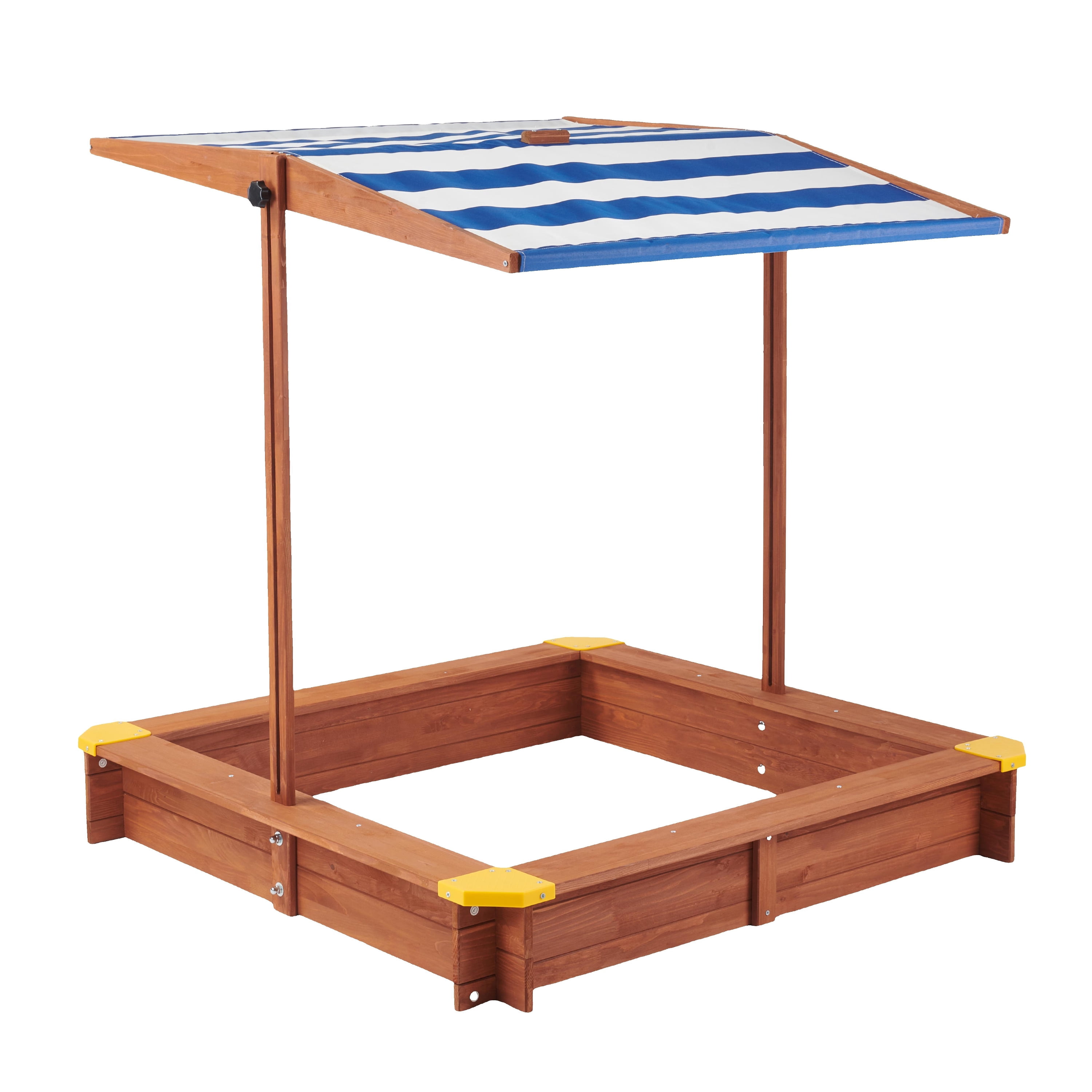 Kids Sandbox with Cover, 46" Wooden Sand Box with Adjustable Canopy, Large Outdoor Cedar Sandpit for Backyard Play, UV-Protected Retractable Roof