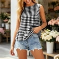 thumbnail image 6 of Karymi Workout Tops for Women Gingham Sleeveless Peplum Blouse, Casual Round Neck Checkered Tank Top with Keyhole Back, Summer Ruffle Hem Shirt Going Out Tops, 6 of 7