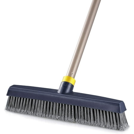 

Yocada Push Broom Brush Stiff Bristles Broom Head Telescopic Heavy-Duty Outdoor Commercial for Cleaning Bathroom Kitchen Patio Garage Deck Concrete Wood Stone Tile Floor