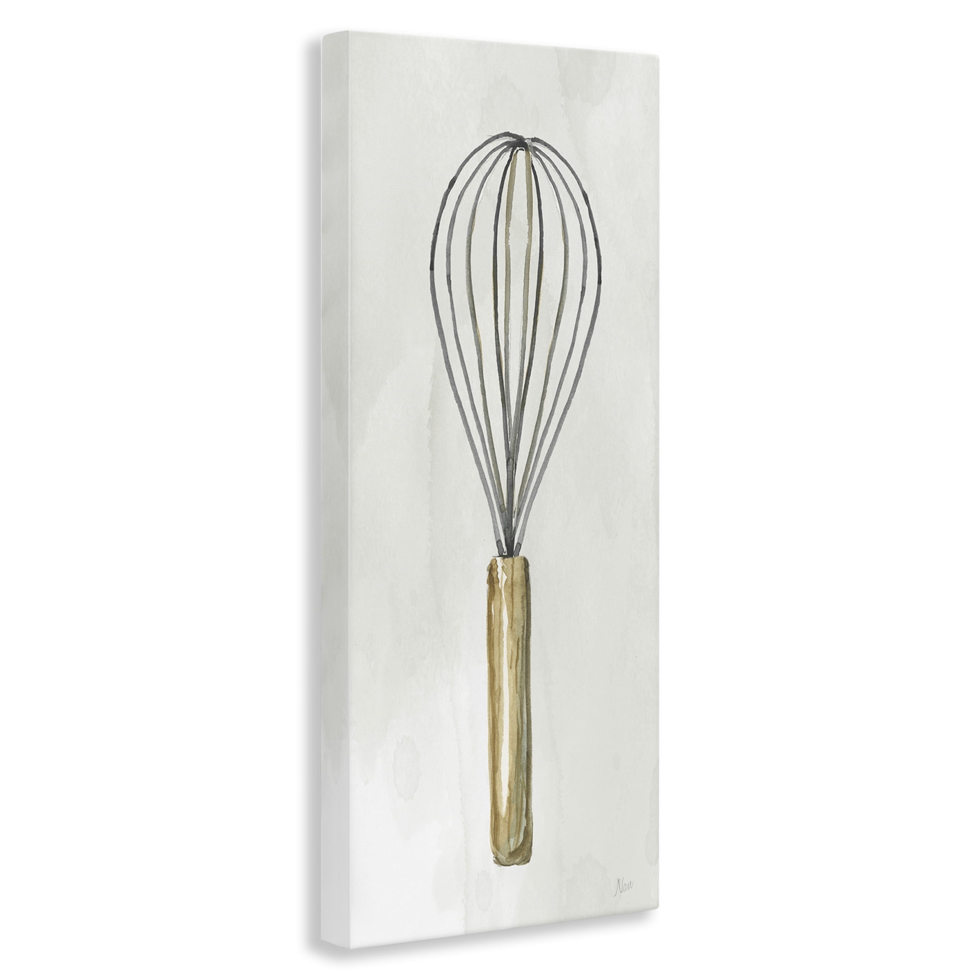 Stupell Industries Rustic Kitchen Whisk Food & Beverage Painting Wrapped Canvas Art Print Wall Art, 13 x 30