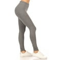 thumbnail image 3 of Moa Collection Women's Casual High Waist Solid Full Length Leggings (Pack of 2), 3 of 5