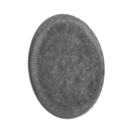 TEHAUX Galvanized Metal Round Serving Tray with Decorative Wave Edge for Home Kitchen and Party Use