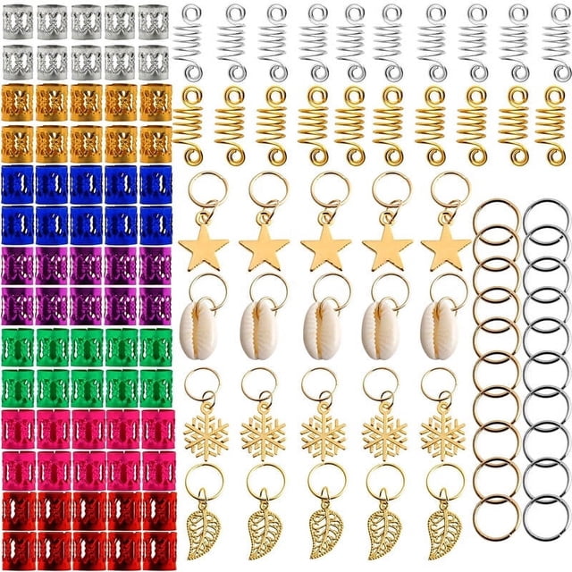 60-170Pcs/Pack Mix Hair Rings Braid Dreadlocks Beads Cuffs Clips Hair Accessories