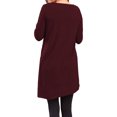 thumbnail image 4 of Maoww Women Top Long Sleeve Solid Color Fall Mini Dress Side Split Button Irregular Hem Sweater, Wine Red, M, 4 of 5