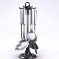 thumbnail image 2 of Kitchen ware Storage Rack, Stainless Steel Kitchen Utensil Holder Organizer, Countertop 360 Degree Rotating Utensil Holder for Kitchen Counter with 6 Hooks., 2 of 6