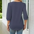thumbnail image 7 of Diufon Womens Fall Blouses Casual Solid Color Pleated Pullover Tops Neck Puff 3/4 Sleeve Tees, 7 of 7