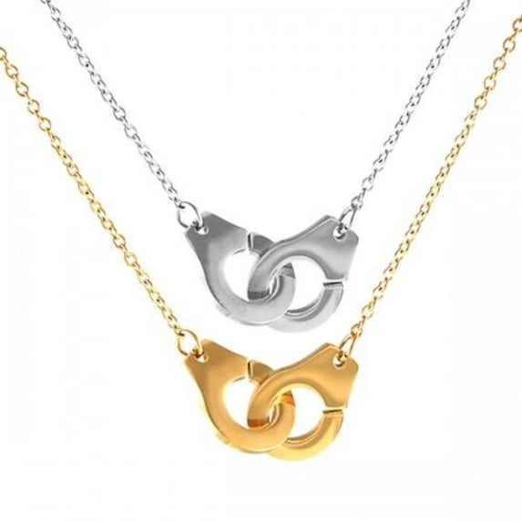 Women's Stainless Steel Rolo Chain with Handcuff Charm