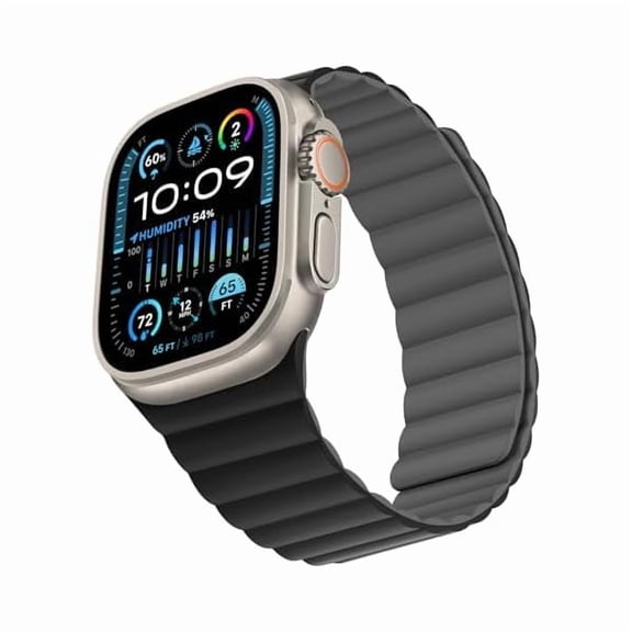 Compatible with Apple Watch Band 49 46 45 44 42 41 40 38mm, Double Sided Wearable Silicone Magnetic Strap for iWatch Ultra SE Series 11 10 9 8 7 6 5 4 3 2 1 (42/44/45/46/49, Black/Gray)