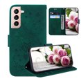 thumbnail image 1 of Embossed Wallet Case For Samsung Galaxy S21 FE , Retro PU Leather Butterfly Rose Pattern Card Slots Cash Pocket Flip Stand Magnetic Closure Protective Cover For Samsung Galaxy S21 FE,Green, 1 of 11