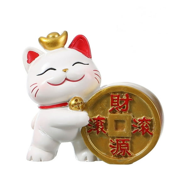 Maneki Neko Lucky Cat Figurines - Lucky Cat Statue Mini Japanese Resin Money Lucky Cat, Caishen Cat, Cute Wealth Cat Figurines Fortune Decor Ornaments for Home Decor