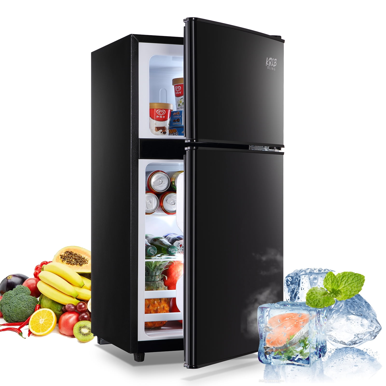 الإجهاض تطريز الفقر  3.5Cu.ft Compact Refrigerator, Krib Bling Fridge with Dual Door Small  Refrigerator with Freezer, Black - Walmart.com