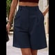 thumbnail image 3 of Pantalones Cortos de Verano para Mujer, con Cintura Elástica, Pierna y Hasta la Rodilla, con Bolsillos, Azul Marino, XXL, 3 of 4