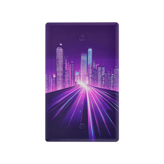 Purple City Skyline Light Switch Cover Switch Plate Outlet Cover Plug Cover for Electrical Outlet
