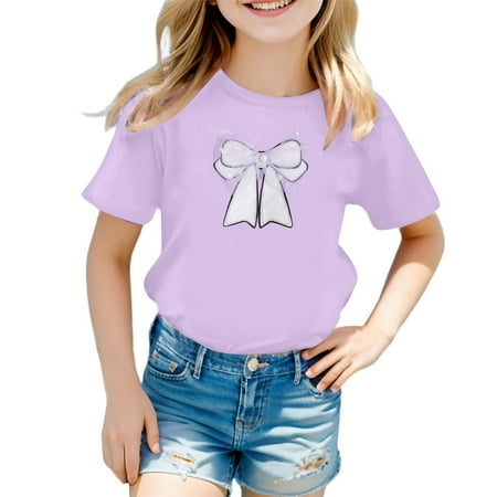 

Icvfdpl Children s Blouse Cute Graphic Round Neck Short Sleeve Shirt Tops For Weekend Travel T Shirt