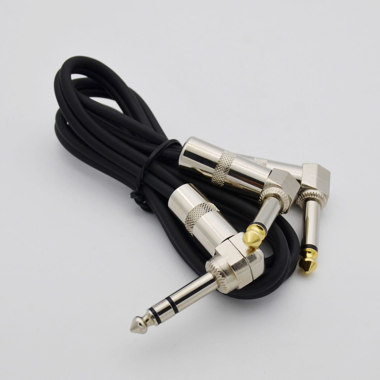 2,Y Audio cable cord Right Angle DUAL 6.35mm MONO male to 1/4 90°Right TRS Plug