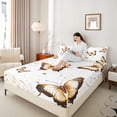 thumbnail image 4 of Manfei Flying Butterflies Boy Girl 4 Pieces Queen Sheet Sets,Exotic Style Ultra Soft Flat Sheet,Dreamy Princess Queen Fitted Sheet,Super Cozy Room Decor, 4 of 7