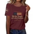 thumbnail image 2 of 250 Anniversary USA Shirt for Women American Flag Freedom Graphic T-Shirts Patriotic Casual Short Sleeve Tees Tops Wine 3XL, 2 of 4