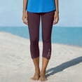 thumbnail image 5 of Khunlpohl Womens Capris Pants Elastic Waist Lace Casual Leggings Bottoms Fashion Solid Color Capri Pant, 5 of 7