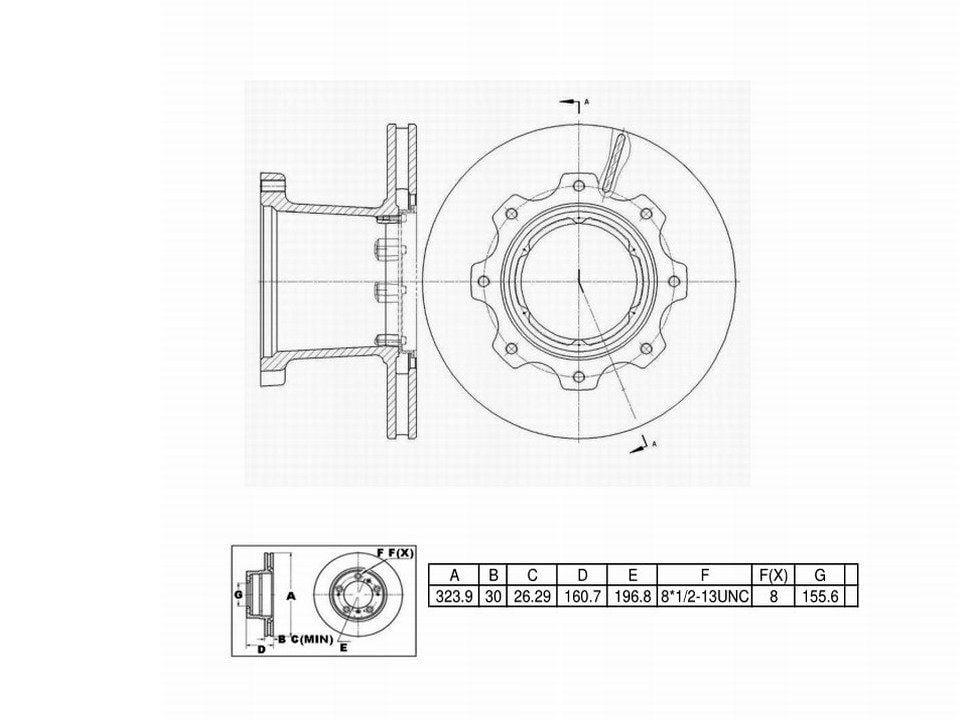 Winstop Brake Rotor and Hub Assembly, Rear WS251354, Hino 165 2010-2005