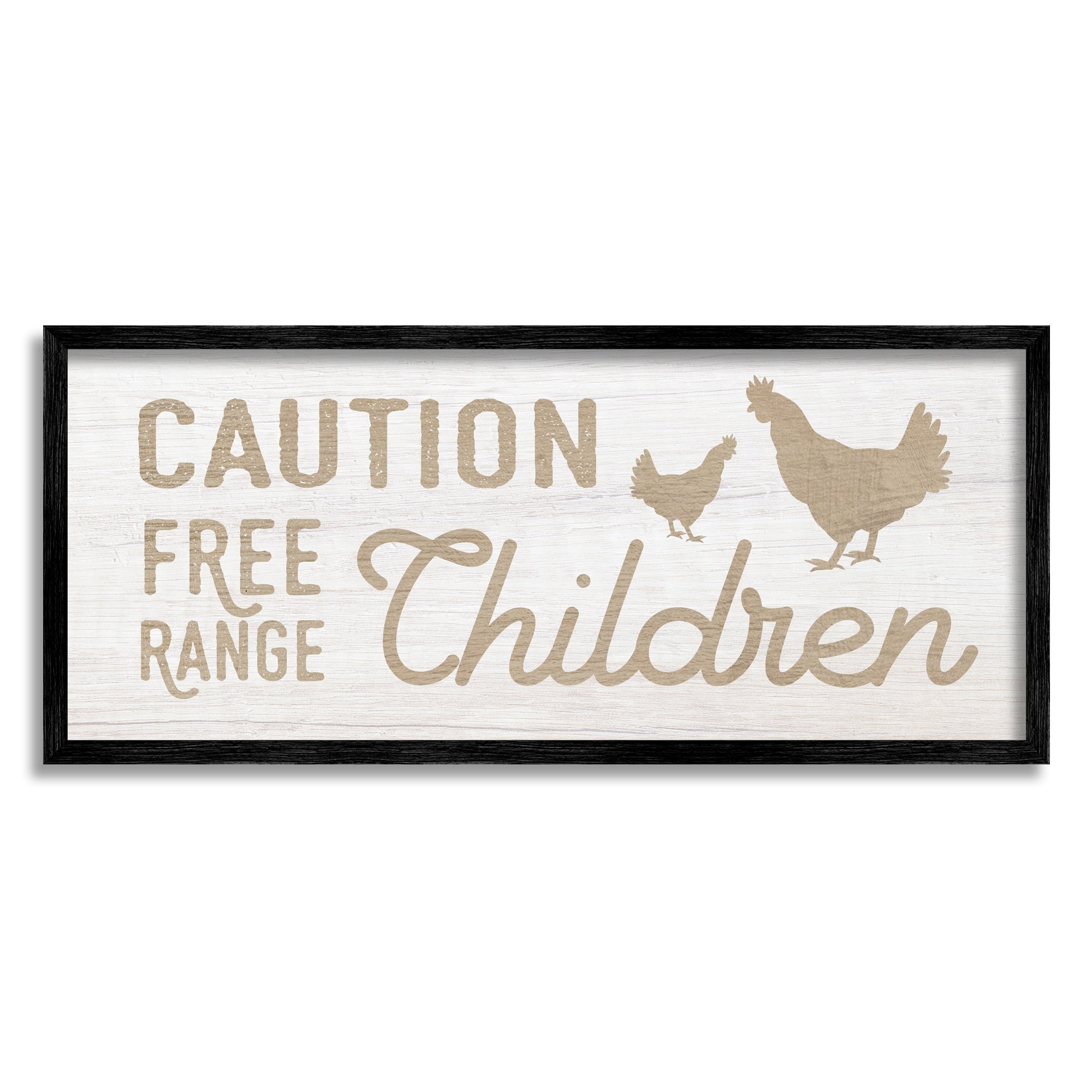 Stupell Industries Caution Free Range Children Sign Funny Farm Chickens, 30 x 13, Design by Daphne Polselli