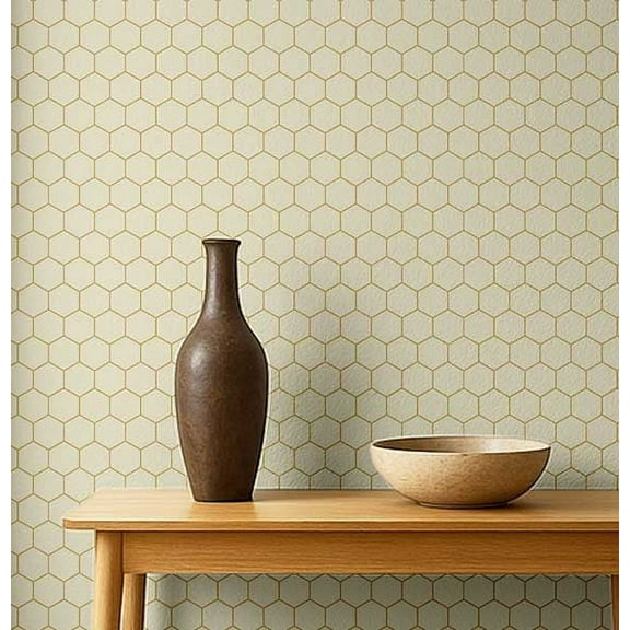 S4Sassy Peel & Stick Vinyl Wallpaper, Urban Chic Honeycomb Hexagon Print Contact Paper Waterproof - Yellow, 25"x120", Removable Modern Wall Covering for Home Decor in Bedrooms & Living Areas