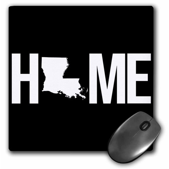3dRose, Home with Louisiana state as the O. Black background., MousePad