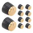 thumbnail image 2 of 10x Guitar AMP Amplifier Knobs Push-on Black+Gold Cap for Marshall Amplifier, 2 of 5