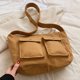 thumbnail image 4 of Bolso bandolera de lona a la moda de gran capacidad para mujer, bandolera para el trabajo (marrón) Likrtyny Para Estrenar, 4 of 8