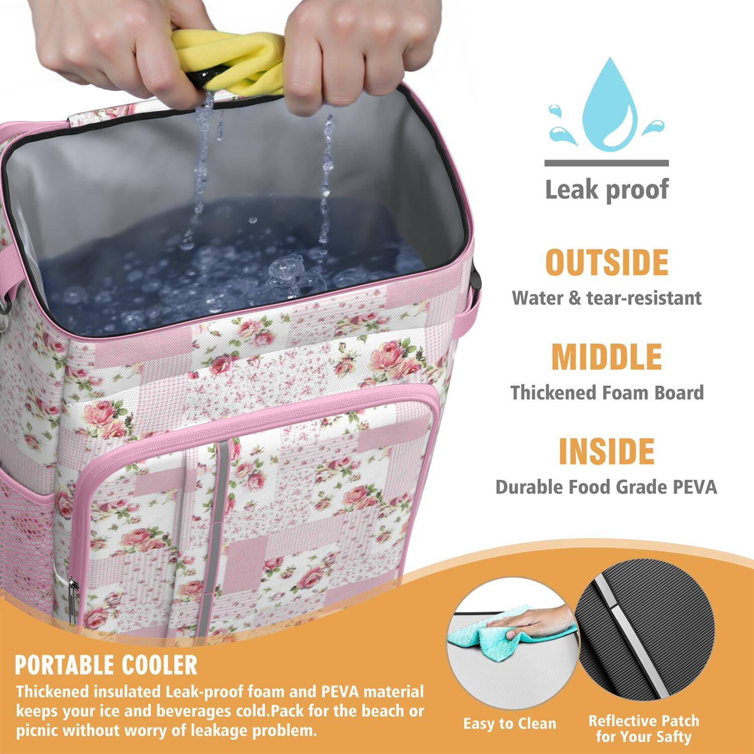 Travel Cooler Bag - Pioneer Flower Camping Beer Cooler Backpack with Bottle Opener- Waterproof Insulated Picnic Backpacks - Cooler Bag for Beach