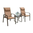 thumbnail image 2 of Gymax 3PCS Outdoor Bistro Set Patio Conversation Set w/ Adjustable Backrest Brown, 2 of 10